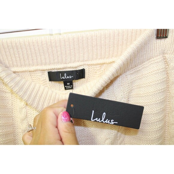 Lulus NWT Cable Knit Sweater Skirt Stretchy Elastic Waist Lightweight Size M - Picture 4 of 9